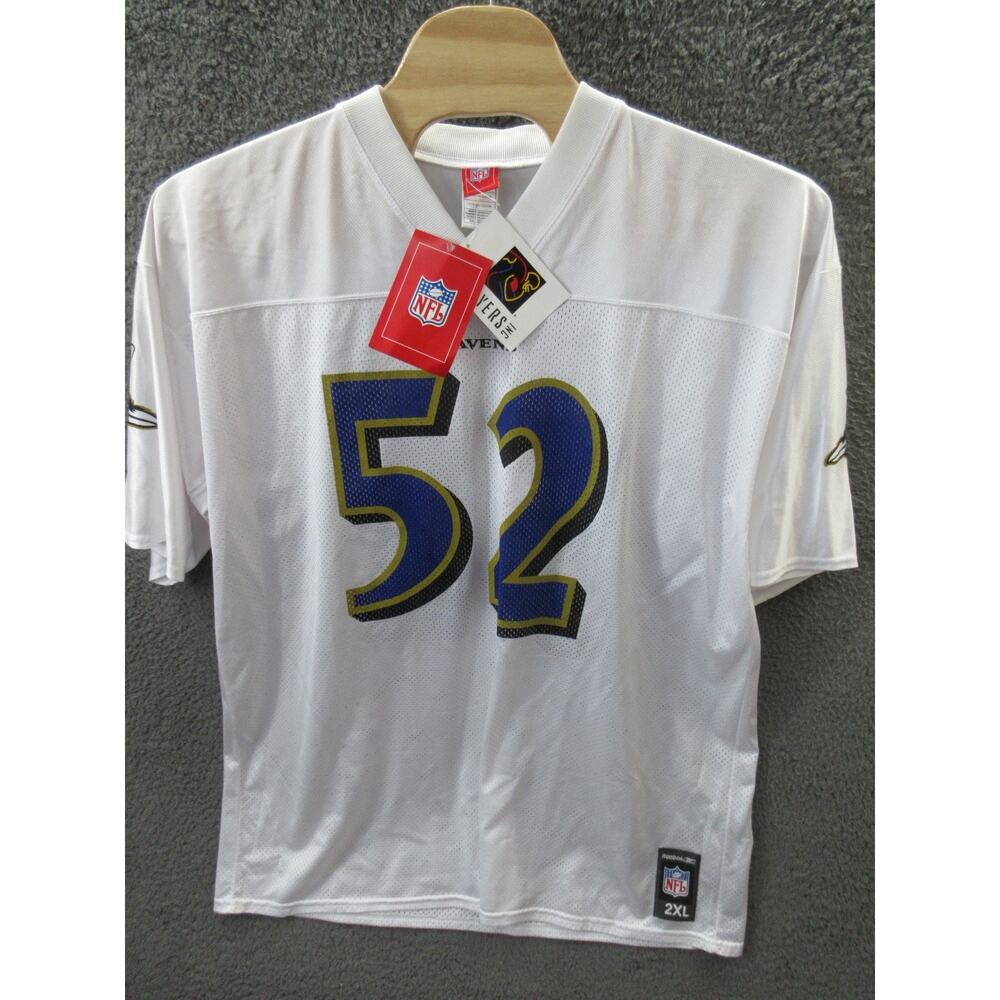 NWT Vintage Baltimore Ravens Jersey XXL 2XL Reebok Ray Lewis White/ Purple NFL
